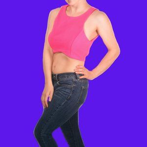 ❤️NWOT❤️ Hot Pink Zip-up Crop Top